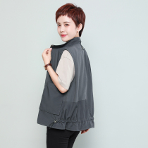 Collar capless vest womens short spring and autumn leisure middle-aged mothers pony jacket Autumn New wear waistcoat