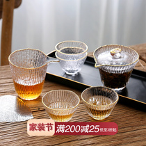Glass Bamboo Rhyme Cover Bowl Kung Fu Tea With Single Large Number Thickened Heat Resistant Tea Bowl Three Talent Tea Tea Cup Tea Lid Suit