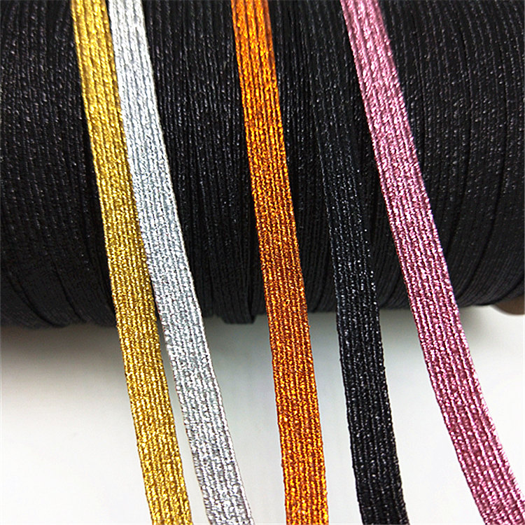 3mm6mm10mm gold silver wide flat elastic gold onion rubber belt gold and silver silk rubber band silver onion elastic band