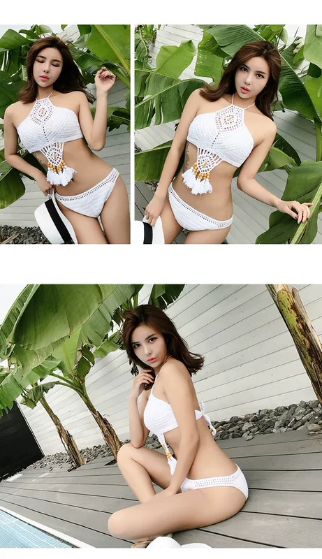 Châu Âu và Mỹ gợi cảm chia đôi bikini nhỏ nước hoa ngực nhỏ tập hợp áo tắm tua rua đan áo tắm mùa xuân nóng bỏng của nữ đồ tắm nữ