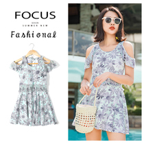 New one-piece skirt sexy swimsuit female fairy fan cover belly thin Korean ins conservative hot spring bathing suit