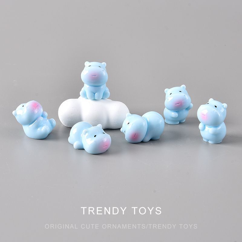 Micro Landscape Ornaments Cartoon Cute Little Hippopotamus Doll DIY Decoration Accessories Desktop Car Mini Ornaments