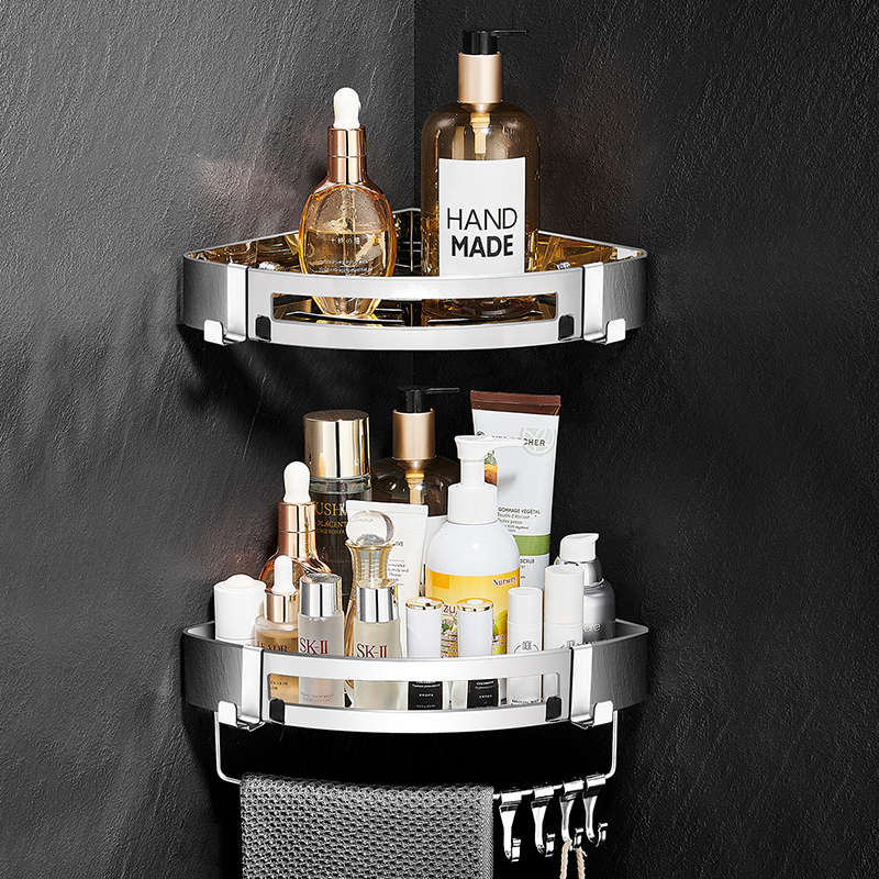 Bathroom Triangular Shelf 304 Stainless Steel Bathroom Shower Room Toilet Shower Gel Storage Rack No Drilling Required