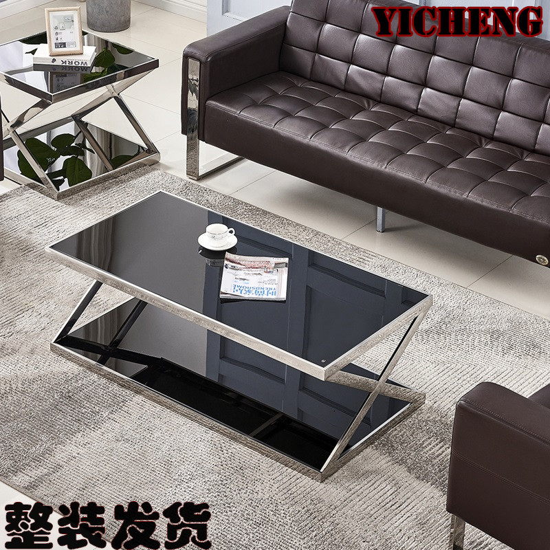 Modern minimal Nordic tempered glass office tea several squares of tea couch side several small household rectangular tea table