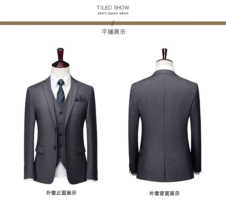 Bộ đồ xám phù hợp với nam Slim Hàn Quốc kinh doanh chuyên nghiệp trang phục đi làm trung niên cha phù hợp với nam thoi trang nam