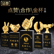 Trophy Gold-Plated Resin creative thumbs crystal trophy production company annual meeting school metal Medal