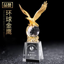 Metal Eagle Crystal Trophy Creative Customized Eagle Wing Company Celebration Gift Memorial Award