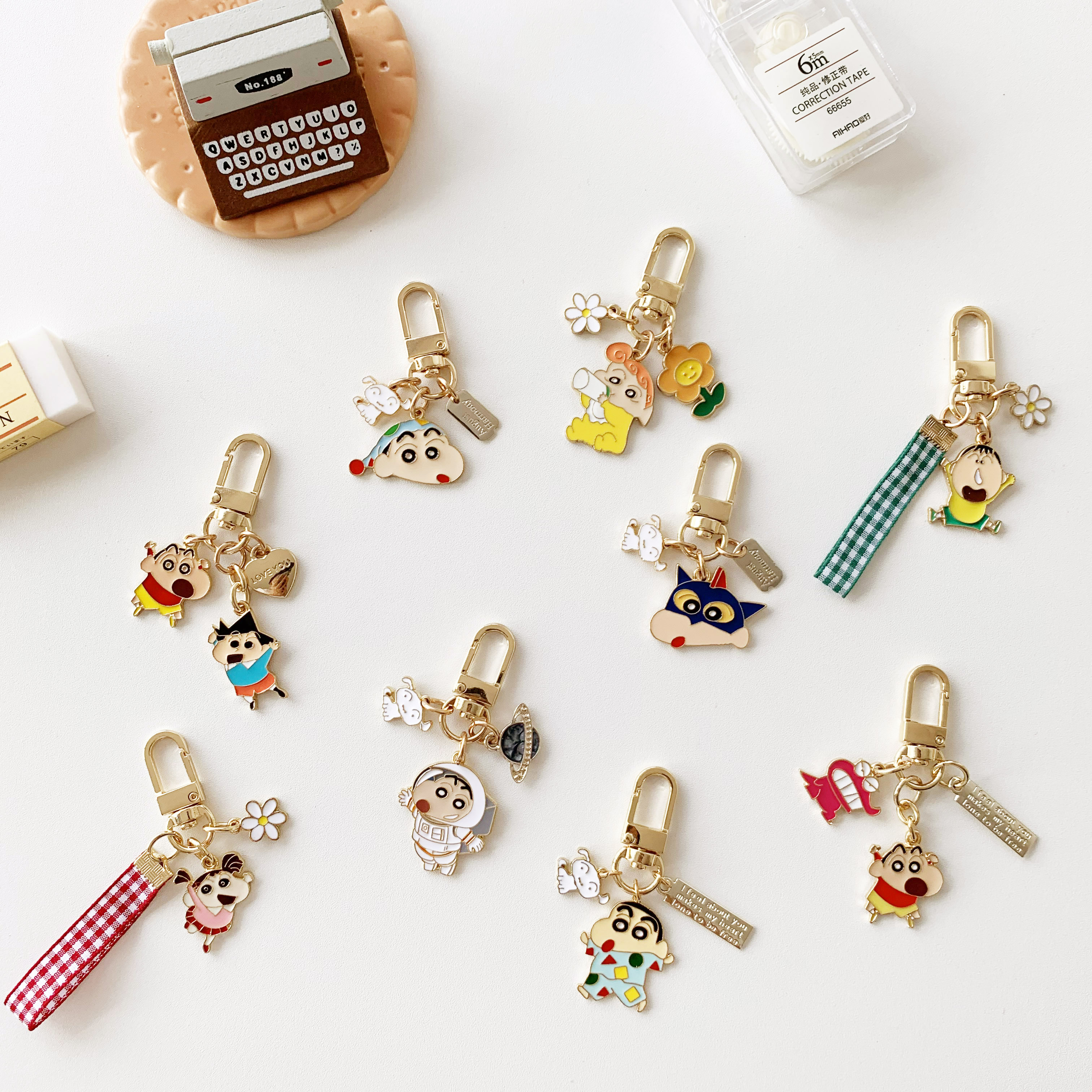 ins day department cartoon crayon small new pro plaid wire with key button airpods protective sheath bag pendant ornament