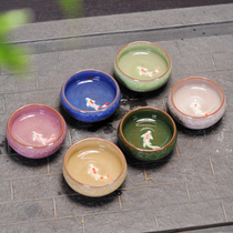 Purple Sand ice crack small fish Kung Fu tea Ceramic accessories Teacup Teacup Teapot Colorful six-color Japanese tea cup