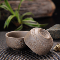 Retro coarse pottery tea tea cup insulation single Cup kung fu tea set Master Cup single cup office tea ceremony tea tray accessories