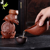 Yuanbao Zisha Gongdo Cup retro hand-grabbing tea maker large kung fu tea set zero with Zhu mud kung fu tea ceremony accessories