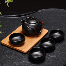 Ding kiln one pot two cups tea set Japanese hand grab pot outdoor portable travel kung fu tea set teapot Cup