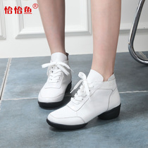 Precisely Fish Dance Shoes Women Soft Bottom Spring Summer New Dancing Shoes Water Soldiers Dance Breathable Modern Genuine Leather Square Dance Shoes