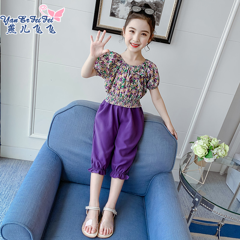 Cô gái mùa hè váy net set đỏ 2020 trẻ em mới vào mùa hè trẻ em lớn của Hàn Quốc phiên bản của cô gái thời trang hai mảnh bộ.