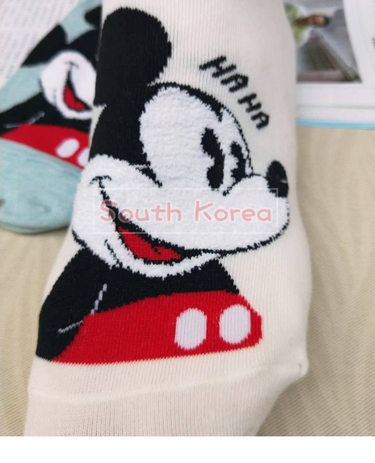 Hàn Quốc nhập khẩu vớ nữ hoạt hình dễ thương Disney thấp để giúp bông nông không bị ngã với vớ mỏng tất cổ cao