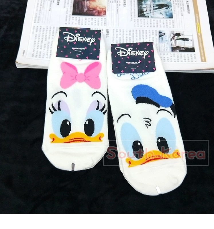 Vớ nhập khẩu Hàn Quốc vớ nữ nông miệng hoạt hình dễ thương Disney cotton thấm mồ hôi thấm nước không rơi với vớ thủy triều