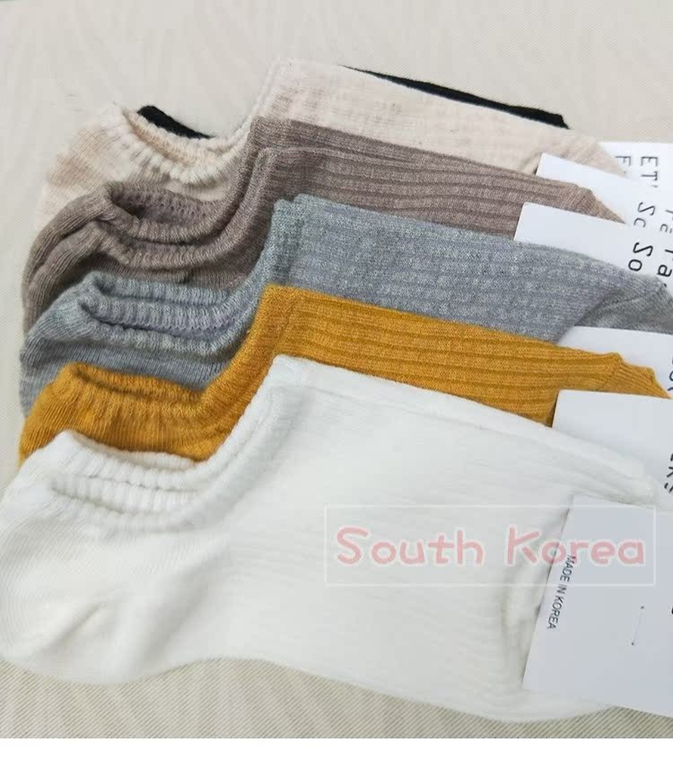 Hàn Quốc Dongdaemun Vớ vớ Vớ miệng Nông nam dễ thương Cặp vợ chồng Phần mỏng Mùa hè Cotton sọc vớ tất