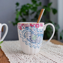 Bone Porcelain Creative Eu Style Office Water Glass Black Tea Coffee Ceramic Lady Gift Items Afternoon Tea Flowers Lovely Day