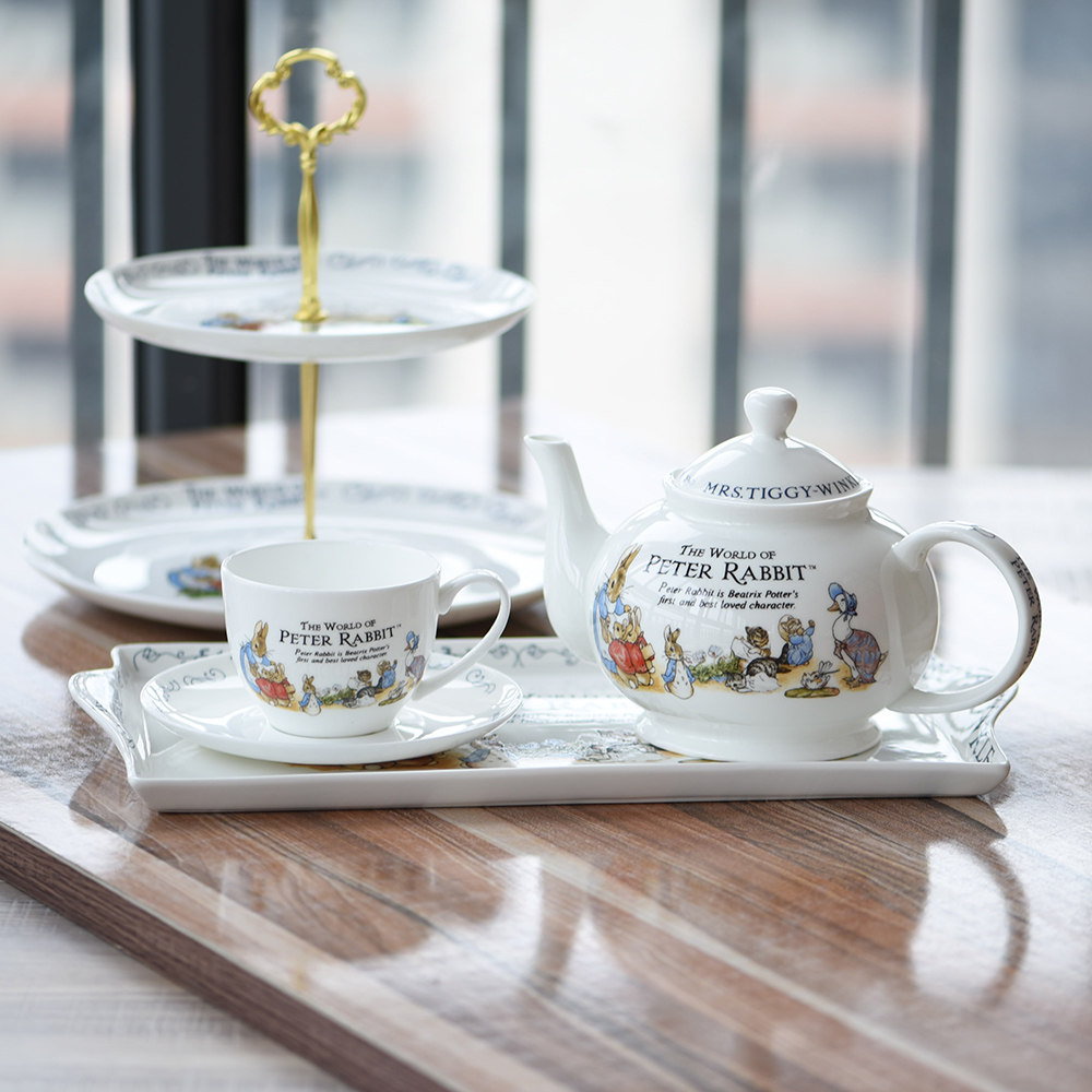 Export British bone China Cute creative English afternoon tea tea set Coffee cup saucer teapot Double layer fruit plate pottery