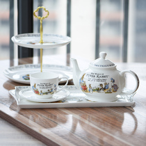 Export British bone China Cute creative English afternoon tea tea set Coffee cup saucer teapot Double fruit plate pottery
