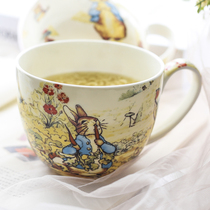 Bone China household creative cereal cup Breakfast cup with lid Milk cup mug Instant noodle cup Bone China cute cartoon