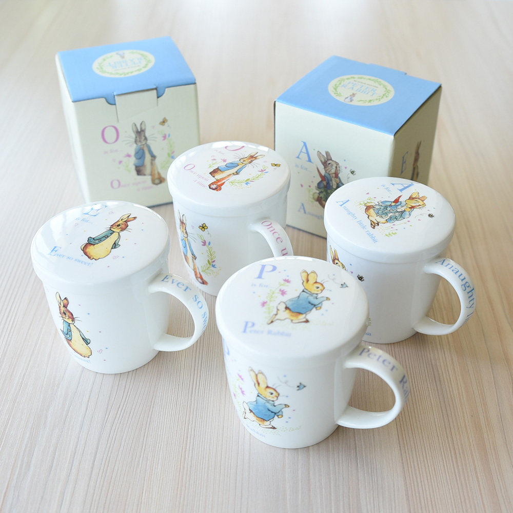 Cartoon Cute with lid Mark cup Milk Cup Breakfast Cup Gift Mug Bone Porcelain Gift Box Gift