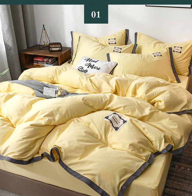 Khăn trải giường bằng vải cotton bốn mảnh màu đỏ trải giường mùa hè ký túc xá giường ba mảnh bedding Bộ đồ giường gió Bắc Âu - Bộ đồ giường bốn mảnh gối mền 2 trong 1