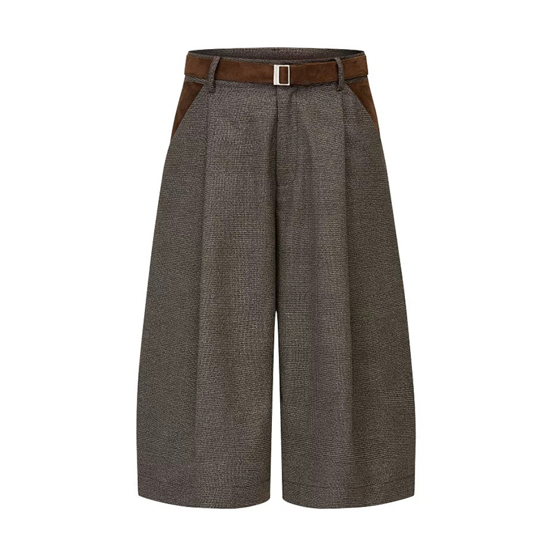 Iwtff Houndstooth Tr Blend Patchwork Old Money Style Cropped Casual Pants Vintage Cleanfit Wide-Leg Short Trousers Iwtff Houndstooth Tr Blend Patchwork Old Money Style Cropped Casual Pants Vintage Cleanfit Wide-Leg Short Trousers