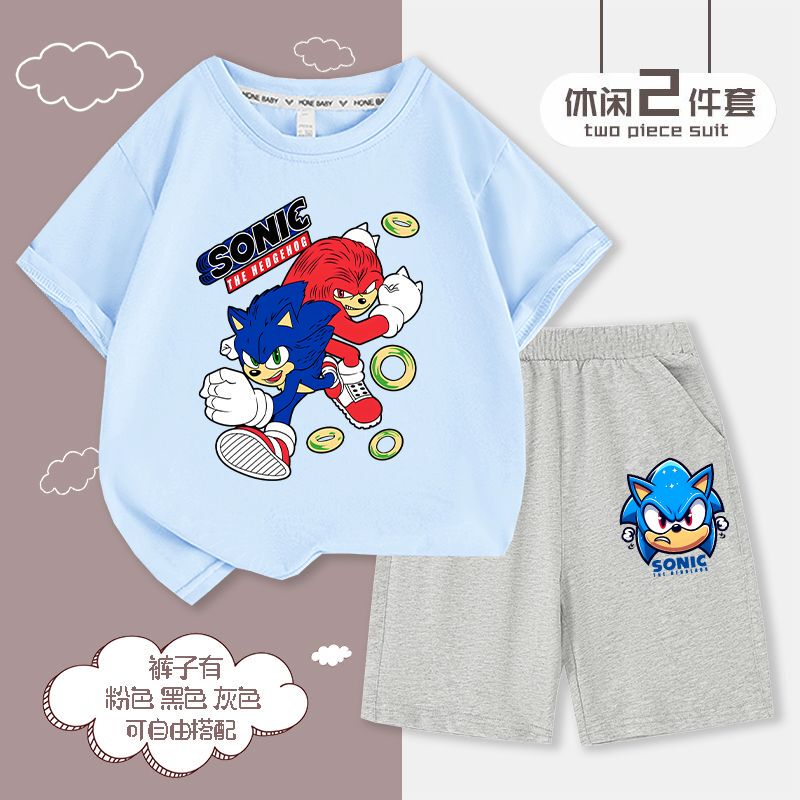Sonic the Hedgehog Clothing Boys' T-Shirt Short-Sleeve Shirt Sports Shorts Two-Piece Set Casual Versatile Summer Children's Fashion T-Shirt Sonic the Hedgehog Clothing Boys' T-Shirt Short-Sleeve Shirt Sports Shorts Two-Piece Set Casual Versatile Summer Children's Fashion T-Shirt
