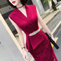Red temperament high-end wedding small evening dress dress women 2021 new high-end light luxury design sense usually can be worn