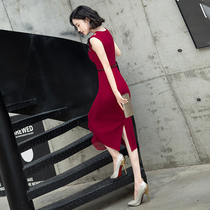 Evening dress skirt female banquet temperament high-end red slim-fit high-end mother-in-law wedding mother noble can usually be worn