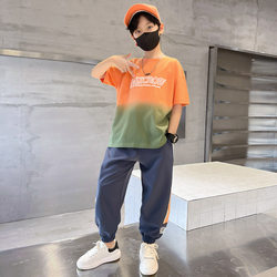 Children's Trendyy Summer Clothes for Boys 2025 Summer New Cool and Handsome Short-Sleeved Pants Suit Big Kidsren's Casual Sports Kidsren's Clothing