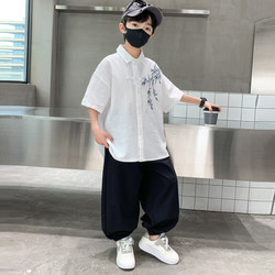 Children's Clothing Boys' Summer Hanfu Suit 2025 New Summer Style for Older Children New Chinese Style National Style Summer Performance Clothing