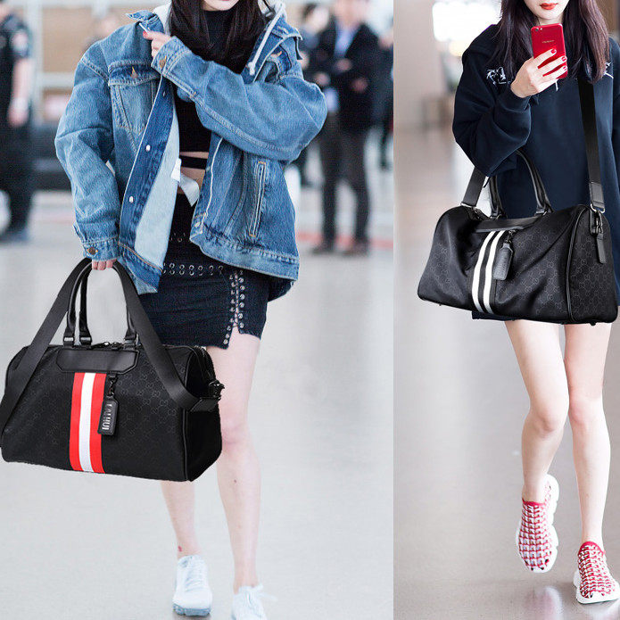 Net red travel bag female European and American hand-held single shoulder light excursion boarding bag large capacity fitness duffel bag tide