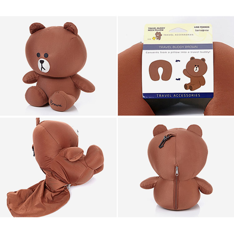 Korean line friends Samsonite Brown Bear Chicken Neck Pillow U-shaped Pillow Cervical Pillow Change Doll Travel Pillow