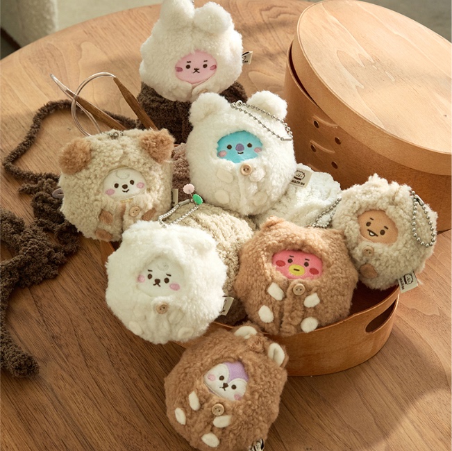 Bt21 Bts Rj Sheep Storage Coin Purse Plush Doll Bag Pendant Keychain Tuanzi Bao