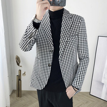 Autumn British casual slim suit Korean version of small plaid single Western jacket chigzag suit retro coat