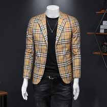 British slim and color plaid thin suit boys Korean version of single suit jacket retro casual suit jacket