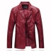 Mùa xuân và mùa thu trắng Suit cổ áo da nam Kích thước lớn PU Leather Jacket Thin Pew Jacket Business Casual Leather Suit áo măng tô nam Quần áo lông thú
