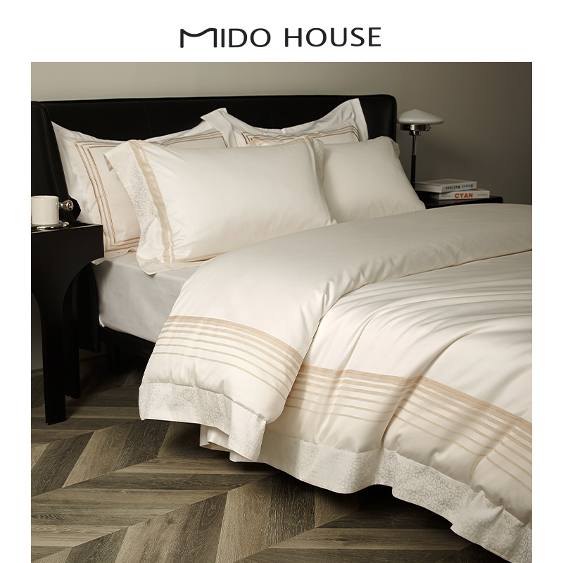 MIDO HOUSE inscription all 100 long suede cotton dyed jacquard white hotel with four pieces-San Carlos White-Taobao
