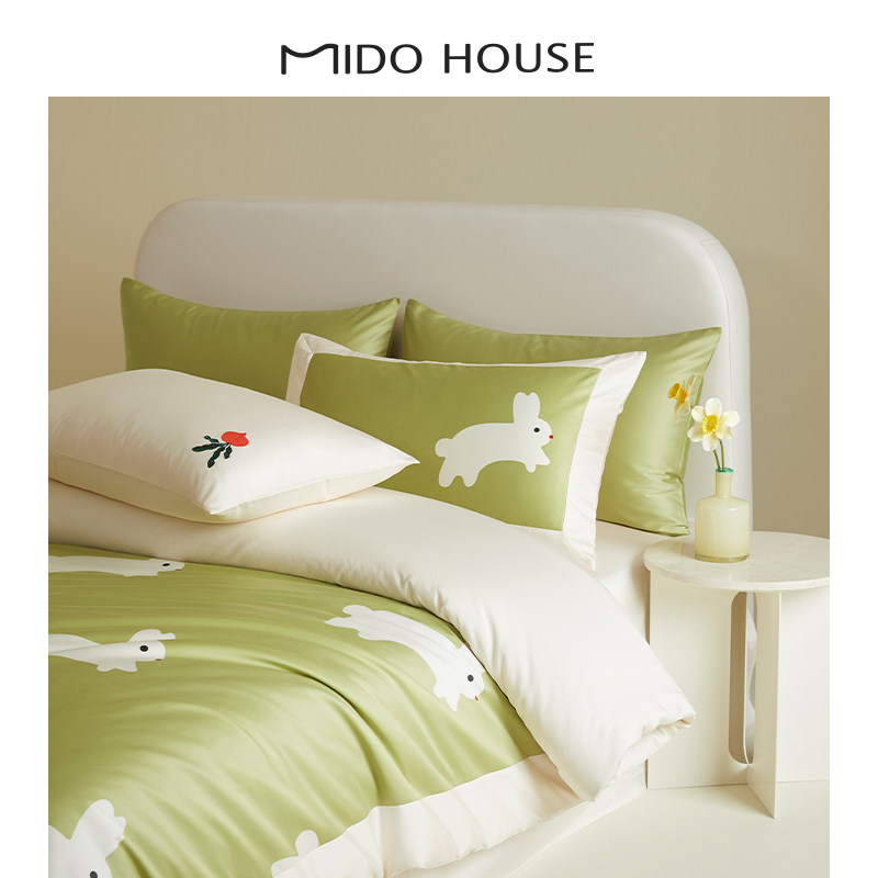 Inscription 100 pure cotton bed pint 4 pieces long suede cotton printed full cotton bed linen spring summer bed bedding kit-Taobao