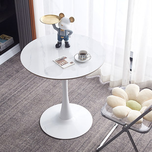 Light luxury rock panel dining table office leisure guest negotiation table and chair coffee simple balcony table tulip tulip small round table