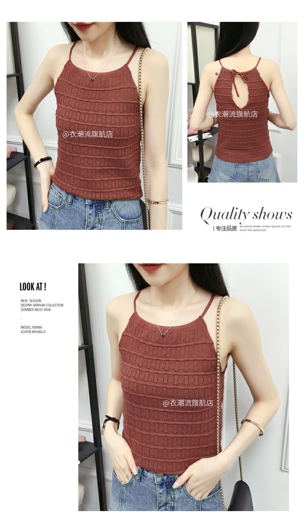Mùa hè 2019 mới áo vest nữ yếm Hàn Quốc mặc quần lọt khe bên trong áo dệt kim không tay thoi trang cong so