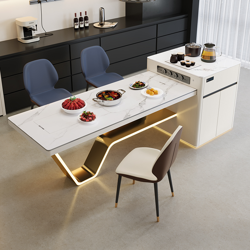 【Voice-Controlled Smart Electric】2026 New Model Island Table and Dining Table Integrated for Home Use, Extendable Rock Slab Kitchen Table 【Voice-Controlled Smart Electric】2026 New Model Island Table and Dining Table Integrated for Home Use, Extendable Rock Slab Kitchen Table
