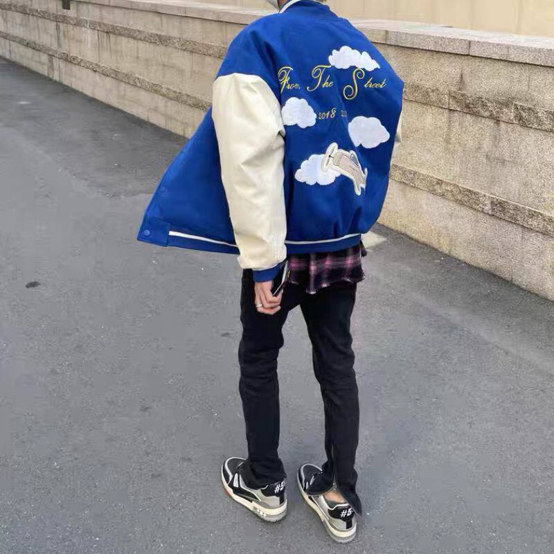 European and American high street niche vibe wind open zipper slim straight trousers ins trend high single product jeans