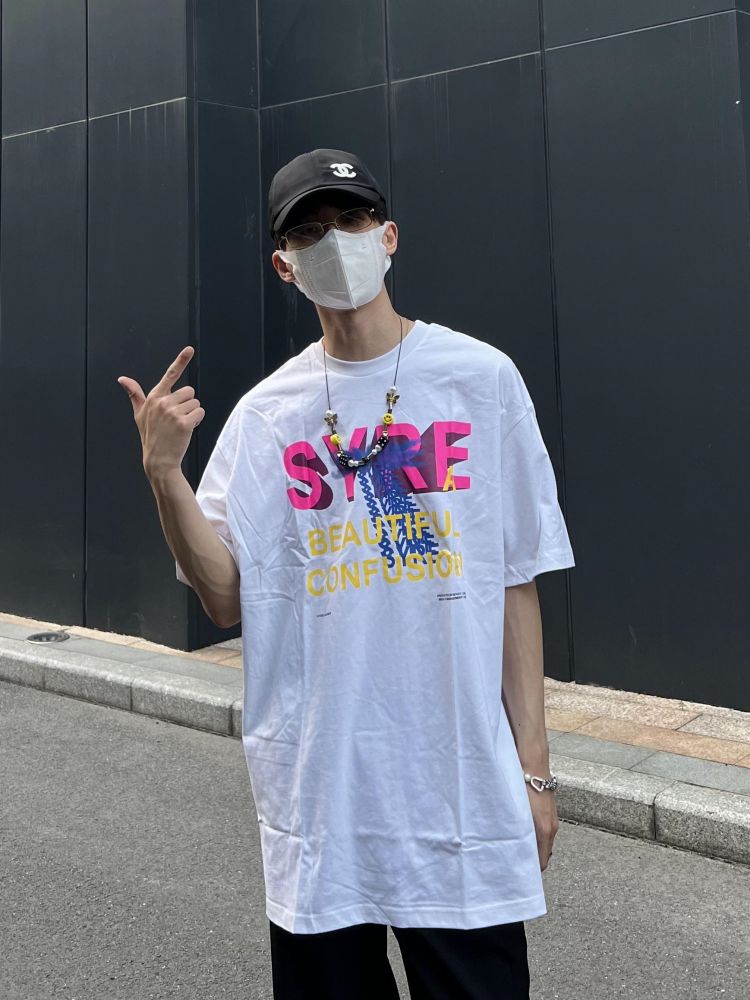 American High Street Fantasy Camouflage Letter Small T-shirts men in Tide Bay Street Loose Leisure Men and Women Short Sleeves Summer