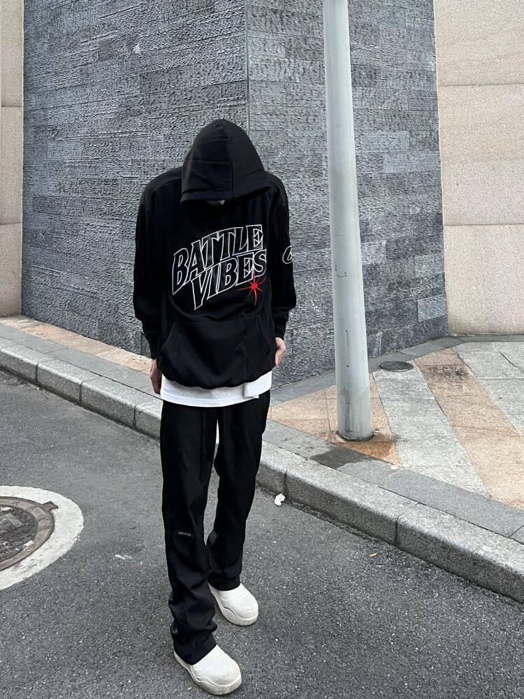American street hip hop oversize with hood necropolis INS loose embroidered velvety vibe fried street clothes 