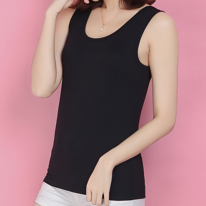 Model black and white little hanging vest lady wears inside and outside summer with sexy repair