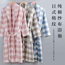 2020 spring and summer pure cotton bathsuit three layers of gauze striped bathrobe Japanese good couples pajamas absorb water