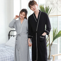 Spring couples gown bamboo slurry fiber long dressing robe female autumn pajamas Han bathrobe bathrobe bathrobe